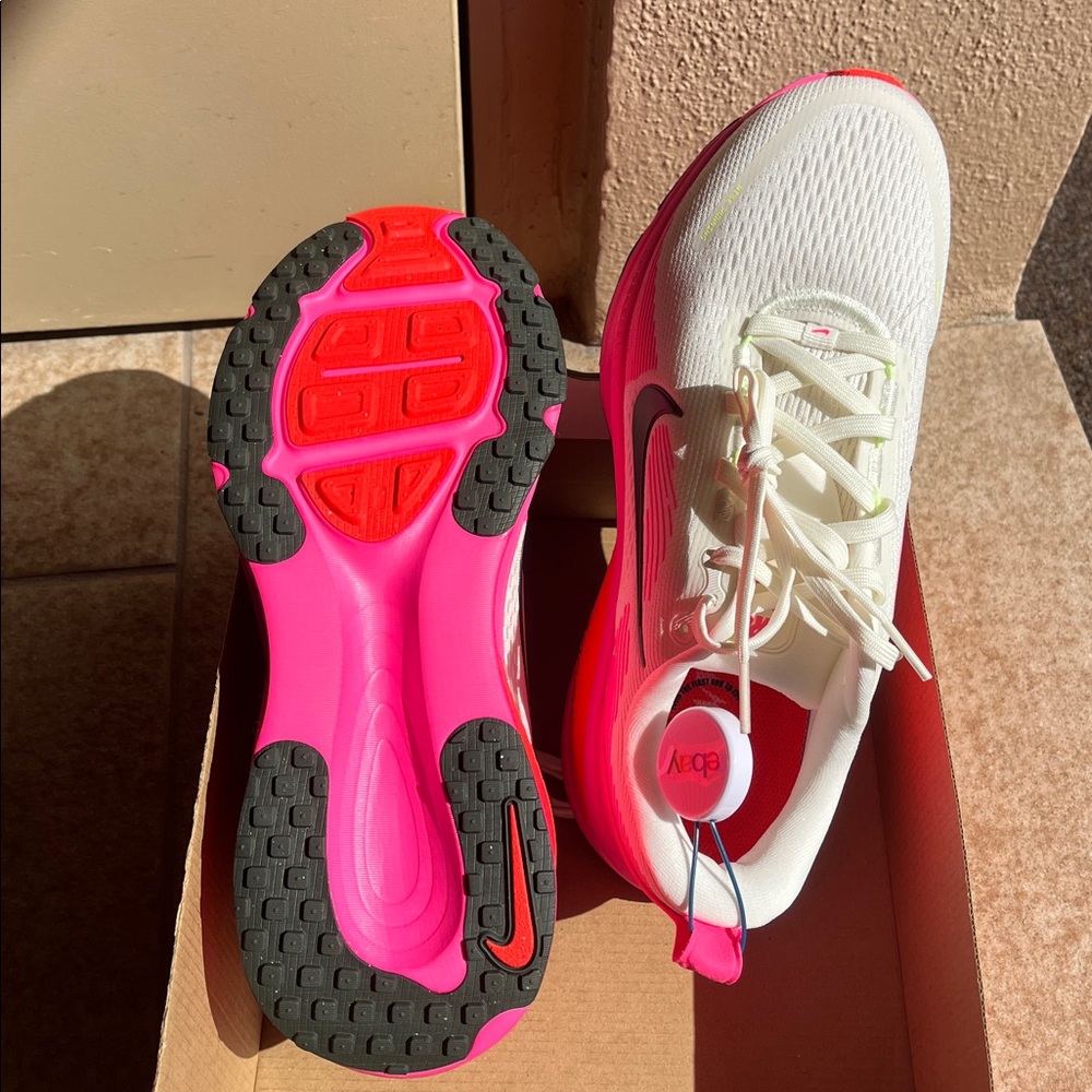 Nike Women's White and Neon Pink Athletic Shoes - Picture 2 of 4